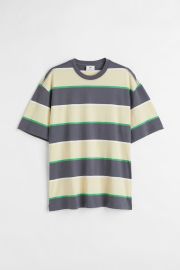 Patterned T-shirt - Light yellowdark gray striped - Men HampM US at H&M